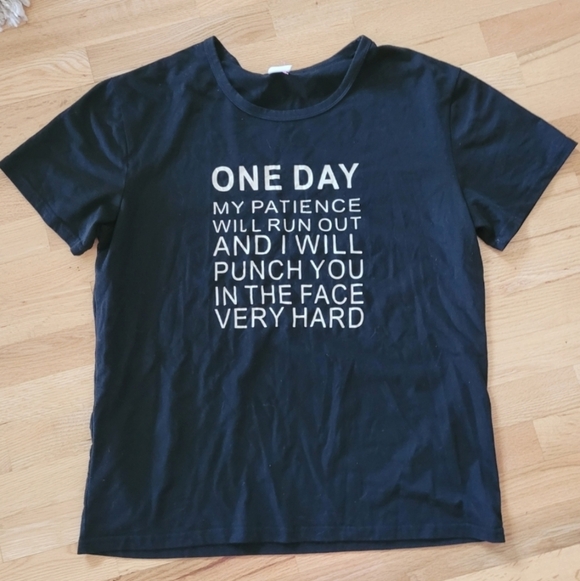 *FREE* PATIENCE / FACE PUNCH GRAPHIC TEE T-SHIRT BLACK PLUS SIZE 1X - Picture 4 of 8